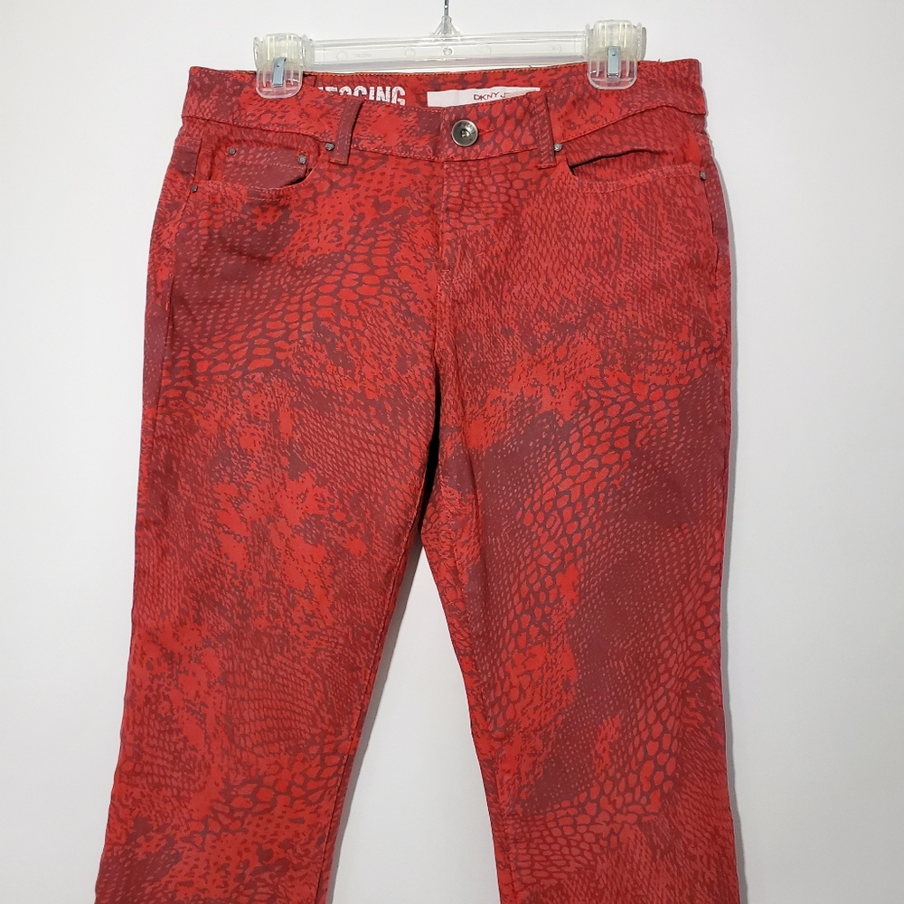 DKNY Jeans Jeggins Snake Print Red and Black Size 10